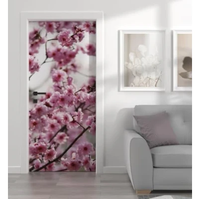 Abbildung von MyMaxxi Tür bekleben mit Türtapete Selbstklebend 90x200 Kirschblüten verschönern Türfolie Türaufkleber XXL Aufkleber Folie Türposter Türklebefolie Blumen Blüten pink