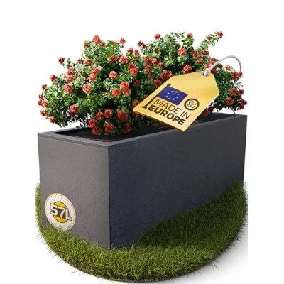 Abbildung von ONDIS24 Blumenkasten Vulkan 57L Gestein/Basalt Optik mit Wasserspeicher Pflanzenkasten, 79.5 x 29.5 (H) cm