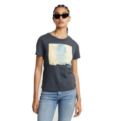 Abbildung von G Star RAW Women&#039;s Tops Abstract Water color print r t wmn, Grau (petrol D24643 4107 860), L