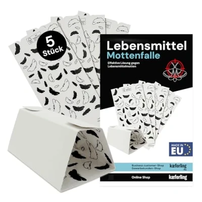 Abbildung von Novokill Lebensmittelmotten Falle 5er Giftfreie Pheromonfalle gegen Klebefalle Küche Langzeitwirkung 3 Monate Zur Befallsermittlung Sicher für Haustiere