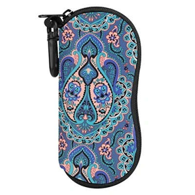 Abbildung von MoKo Brillenetui [Ultra Lightweight] Neopren Reißverschluss Sonnenbrille Tasche mit Gürtelclip für Brillen, Rahmen, Tragbare Case Schlüssel, Bleistifte, Karten, Pfauenfeder
