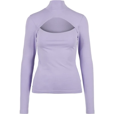 Abbildung von Urban Classics Cutout Turtleneck Langarmshirt, Damen, Größe: XS, Lavender
