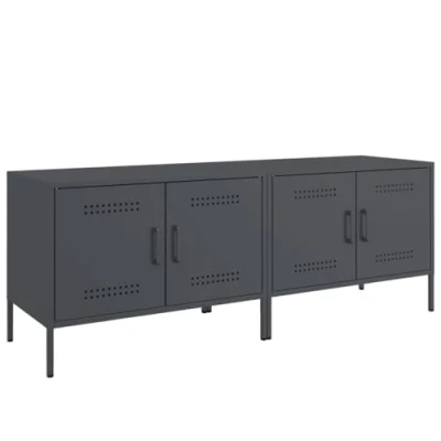 Abbildung von vidaXL TV Schrank 2 STK., Lowboard für Fernseher, Fernsehtisch mit Stauraum, Möbel Fernsehschrank Wohnzimmer, Industrie Stil, Anthrazit Stahl