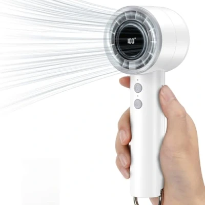 Abbildung von JATEKA Handventilator Tragbarer Mini Ventilator Hand Ventilatoren USB Ventilator, mit LED Anzeige, 3000mAh Handventilator, Tragbare für Büro, Bibliothek, Reisen (weiß)