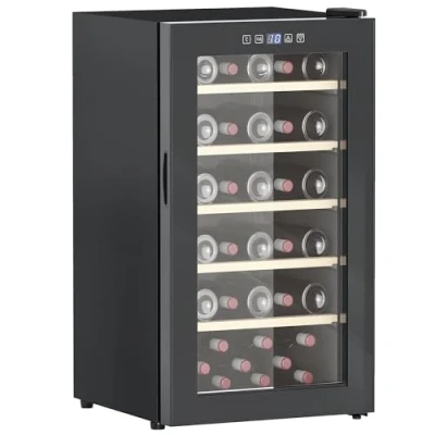 Abbildung von HOMCOM Weinkühlschrank, 91 L Getränkekühlschrank für 41 Flaschen, Weinklimaschrank, Flaschenkühlschrank mit Innenbeleuchtung, Touch, 5 20C, Schwarz