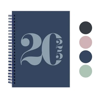 Abbildung von Rileys &amp; Co 2025 Planer Typografisch Monatlicher Und Wöchentlicher Agenda planer, Flexibler Einband, Doppelspiralbindung, Notizseiten, 20,3 X 15,2 Cm (8 6 Zoll), Blau Auf Französisch