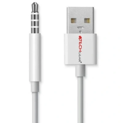 Abbildung von TECHGEAR Ersatz USB Datenkabel &amp; Charging Shuffle für iPod Clip 3. Gen. 4. Aufladen und Synchronisieren Weiß