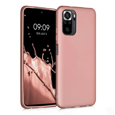 Abbildung von kwmobile Case kompatibel mit Xiaomi Redmi Note 10 / 10S Hülle Schutzhülle aus Silikon metallisch schimmernd Handyhülle Metallic Rosegold
