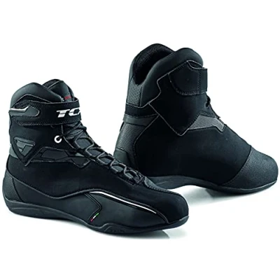 Abbildung von TCX Zeta Waterproof, Herren Motorradschuhe, Sportlich und Wasserdicht, Stadttaugliche Schuhe, Obermaterial aus Mikrofaser, Schnürung Klettverschluss, Schwarz