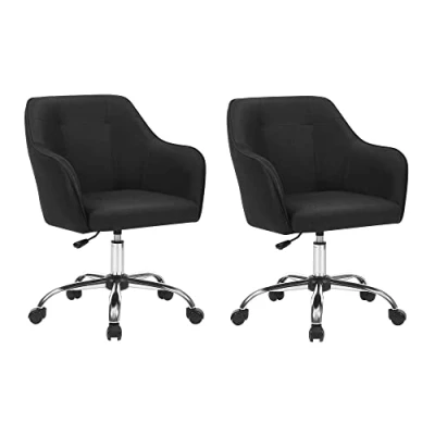 Abbildung von SONGMICS Homeoffice Stuhl, 2er Set, Drehstuhl, Schreibtischstuhl, höhenverstellbar, bis 110 kg belastbar, atmungsaktiver Stoff, für Arbeitszimmer, Schlafzimmer, schwarz OBG919B01