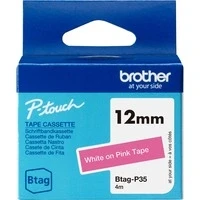 Abbildung von Brother Original Btag P35 Schriftband 12 mm breit, 4 m lang, weiß/pink