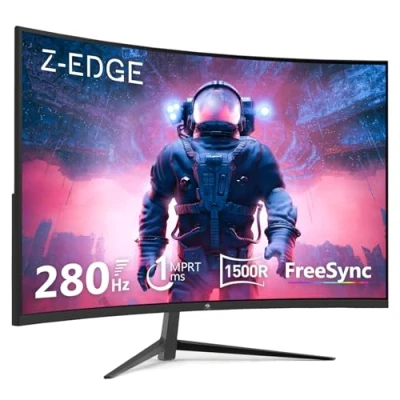 Abbildung von Z Edge 27 Zoll Curved Gaming Monitor 240Hz 1ms MPRT Full HD LED Monitor, 350cd/m² Helligkeit, 16:9 Bildschirm, FreeSync, HDMI 2.0 &amp; DisplayPort 1.2 Schwarz