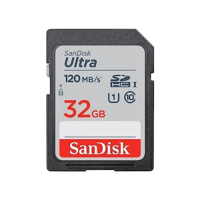 Abbildung von SanDisk Ultra 32GB SDHC Memory Card, Up to 120 MB/s, Class 10, UHS I, V10, 3 packs