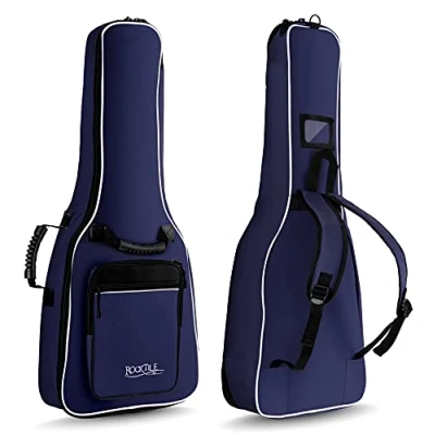 Abbildung von Rocktile Gitarrentasche Klassik 1/2 Größe (Gigbag mit weicher Polsterung, inkl. 2 Fronttaschen für Noten/Zubehör), Ergonomisch geformter Komfort Griff