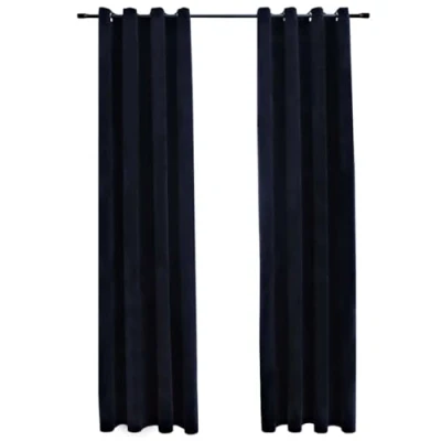 Abbildung von vidaXL 2X Vorhang Verdunkelung mit Ösen Verdunkelungsvorhang Kräuselband Schlaufe Thermo Gardine Blickdicht Samt Schwarz 140x225cm