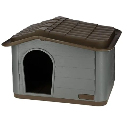 Abbildung von Kerbl Katzenhaus Paola Eco (Farbe graugrün/braun, L x B H 79 59 55 cm, aus 100% recyceltem Kunststoff) 80911