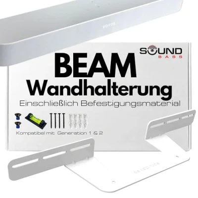 Abbildung von Soundbar Halterung für Sonos Beam, kompatibel mit Generation 1 &amp; 2 Beam Soundbar, inklusive allem notwendigen Montagematerial, Halterungen Halterung, Weiß
