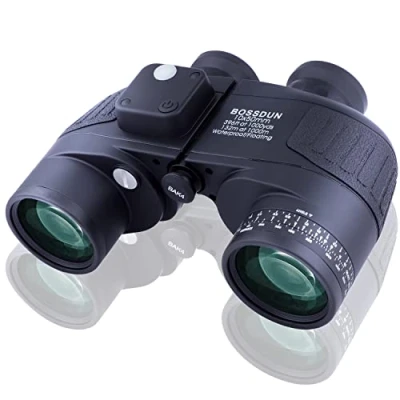 Abbildung von BOSSDUN 10x50 Marine Fernglas,Fernglas mit Nachtsicht Entfernungsmesser und Kompass, für Wassersport Enthusiasten Hobbysegler, inklusive Bereitschaftstasche, Staubschutzkappen Trageriemen