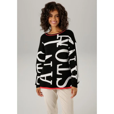 Abbildung von ANISTON CASUAL Strickpullover, mit eingestrickten Schriftzügen NEUE KOLLEKTION