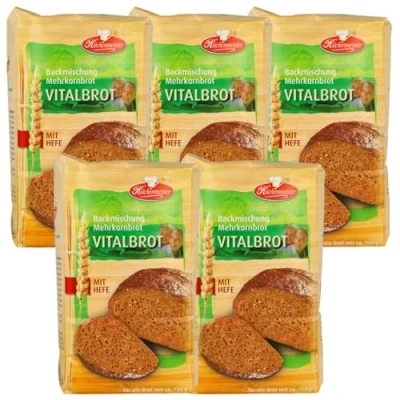 Abbildung von Vital Brotbackmischung von Frießinger Mühle, 5x500g, für den Backofen, Holzofen oder Brotbackautomaten.