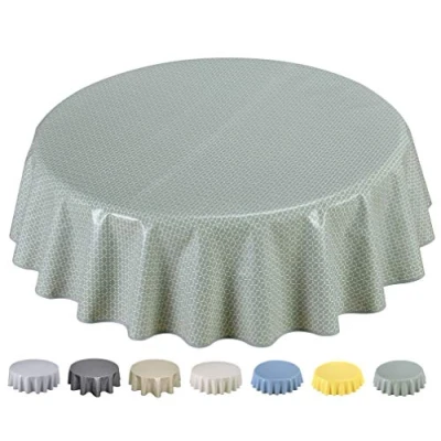 Abbildung von Wachstuch Tischdecke Abwaschbar 160cm (Rund 160cm, Salbeigrün)