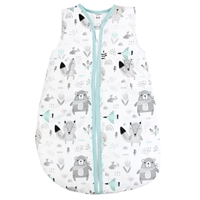 Abbildung von TupTam Ganzjahresschlafsack 2.5 TOG wattiert ärmellos Baby Schlafsack OEKO TEX, Farbe: Bären/Füchse/Mint, Größe: 104 110