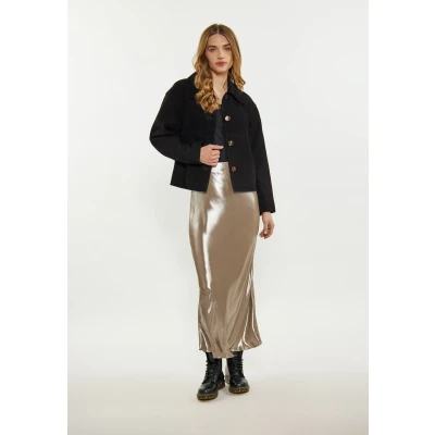 Abbildung von Dreimaster Mantel Lederjacke, Damen, Größe: 36, Schwarz