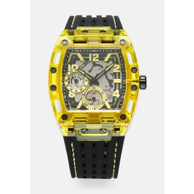 Abbildung von Guess Phoenix Uhr, Herren, Größe: One Size, Black matte/yellow