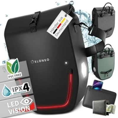 Abbildung von eloneo Fahrradtasche Gepäckträgertasche, 28L, wasserdicht mit LED