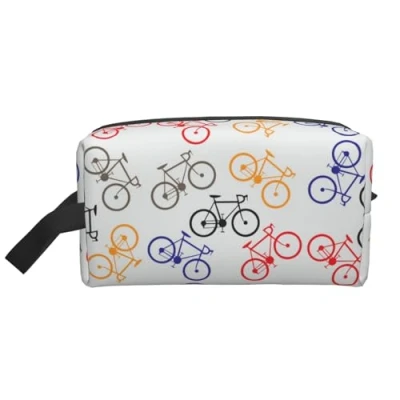 Abbildung von Make up Tasche, bunte Fahrräder, Reise Kosmetiktasche, Kulturbeutel, tragbarer Taschen Organizer