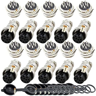 Abbildung von Luftfahrtstecker GX16 9, Lsgoodcare 30Pcs 16MM 9 Pin Din weiblich/männlich Luftfahrt Anschlussstecker mit Steckerkappen, 5A Metall Chassis Anschlussbuchse
