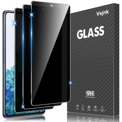 Abbildung von Vsjnk Anti Spähen Sichtschutz für Samsung Galaxy S20 FE mit 3 Stück Privatsphäre Tempered Glass Folie 9H Panzer Schutz Glas HD Displayschutzfolie,kompatible