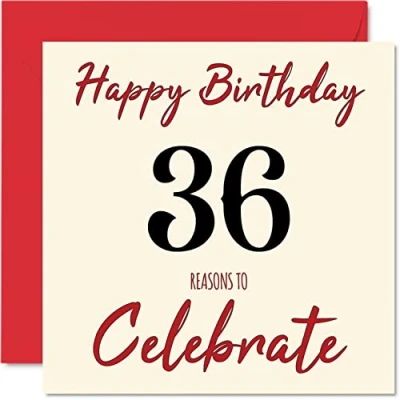 Abbildung von Stuff4 Lustige Geburtstagskarte zum 36. Geburtstag für Männer und Frauen Reasons To Happy Birthday Karte Vater, Mutter, Sohn, Tochter, Bruder, Schwester, Onkel, Tante, Cousin, 145 mm x
