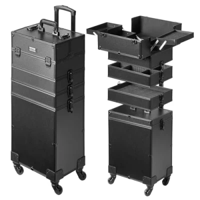 Abbildung von VEVOR Kosmetikkoffer mit wärmeisolierender Schicht Make up Tasche aus MDF Platte + Aluminiumrahmen robust und verschleißfest Schminkkoffer Schminktasche Kosmetikbeutel Organizer 353x253x745mm