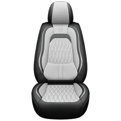 Abbildung von Eunncu Autositzbezüge komplettes Set Universal in Stylish Design Schonbezüge für Vordersitze und Rückbank Auto Sitzbezüge Airbag Kompatibel Premium Wasserdicht Sitzbezug, Schwarz Grau