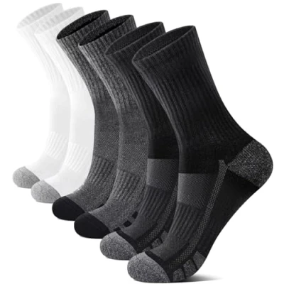 Abbildung von YouShow 6 Paar Sportsocken Damen 39 42 Weich Crew Tennissocken Gepolstert Atmungsaktiv Socken Baumwollsocken Herren Schwarz Weiß Dunkelgraue Wandersocken