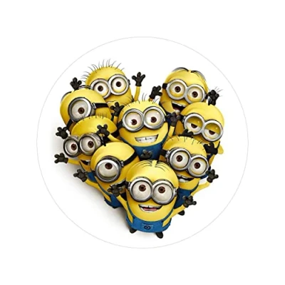Abbildung von Tortenaufleger Minions Herz, rund 20cm Fondantpapier PREMIUM