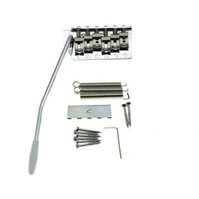 Abbildung von KAISH Chrom Vintage ST Strat Gitarre Trem Tremolo Bridge Full Size Block Bent Sättel