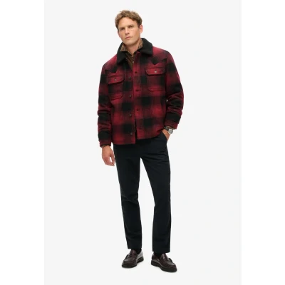 Abbildung von Superdry Merchant Store Chore Übergangsjacke, Herren, Größe: Medium, rhubarb red check