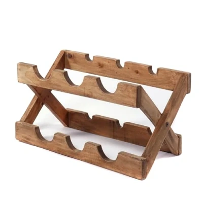 Abbildung von DESIGN DELIGHTS WEINREGAL Nino 6 Flaschen, Mahagoni Holz, 50cm Klappbarer Weinflaschenhalter, faltbares Flaschenregal, Holz Weinständer, Weinhalter