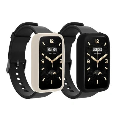 Abbildung von kwmobile 2X Sport Schutzhülle kompatibel mit Xiaomi Mi Band 7 Pro Silikon Hülle Cover ohne Tracker Schwarz Weiß