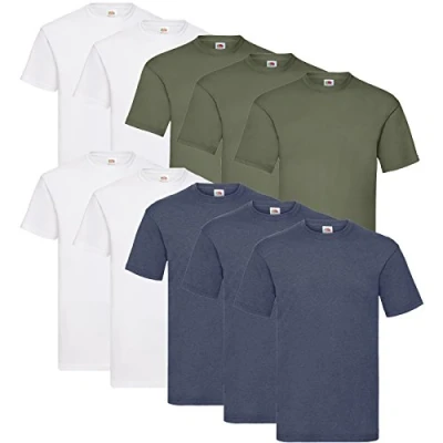 Abbildung von Fruit of the Loom Valueweight Herren T Shirt, kurzärmelig, 5 Stück, 4darkheather/3vintagenavy/3vintagered, XL