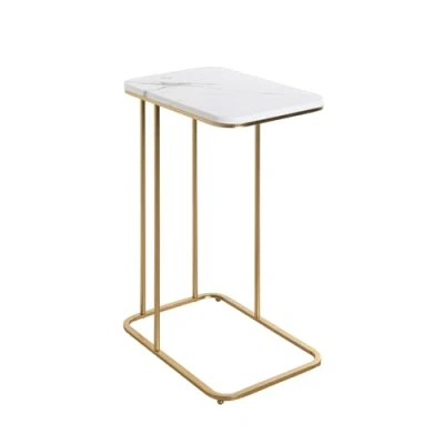 Abbildung von HAKU Möbel Beistelltisch Gold, marmoroptik, MDF, Metall Maße: B 45 cm x H 67 T 30 cm, Style: Art Deco