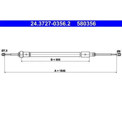 Abbildung von ATE 24.3727 0356.2 Handbremsseil 1846 CITROËN: C4 II Cactus