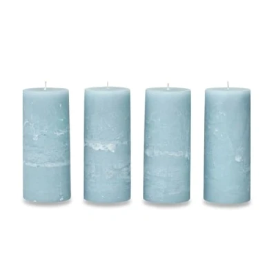 Abbildung von Loberon Kerze 4er Set Homel, durchgefärbt &amp; geruchslos, von Hand gearbeitet, Lange Brenndauer, Adventskerzen, Adventskranz, Stumpenkerzen, Paraffinwachs, blau