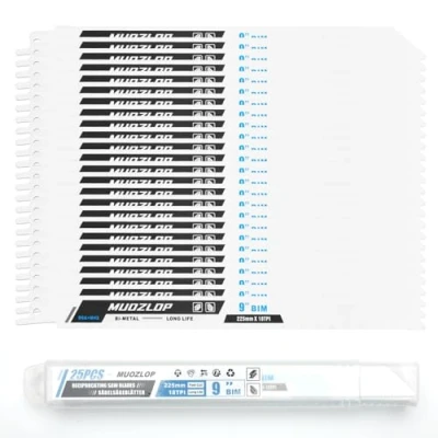 Abbildung von MUOZLOP 25 Pack 9 inch Säbelsägeblätter Set，18 TPI Sägeblätter für Säbelsäge，für Holz/Metall (25, 18TPI 225mm)