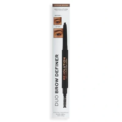 Abbildung von Makeup Revolution DUO BROW Definer Pencil Augenbrauenstift, Größe: 0.25 g, Medium brown