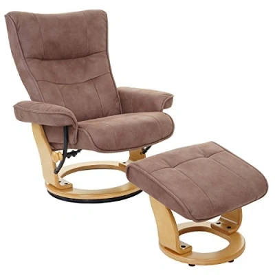 Abbildung von Robas Lund MCA Relaxsessel Montreal, Fernsehsessel Hocker, Stoff/Textil 130kg belastbar antikbraun, naturbraun