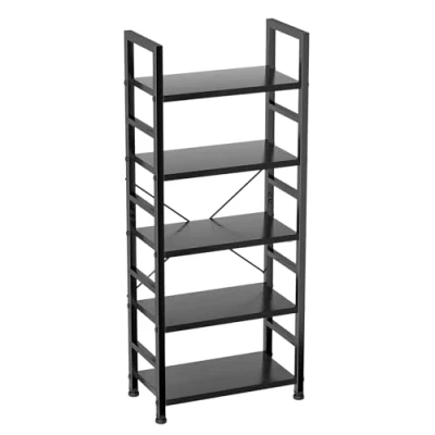 Abbildung von Sweetcrispy Bücherregal 5 Ebenen,Standregal mit Stahlrahmen,Lagerregal im Industriestil,Ablagen Wohnzimmer Küche,Schmales Regal für Büro,Schlafzimmer,Arbeitszimmer,Modernes Schwarz,60x31x160cm