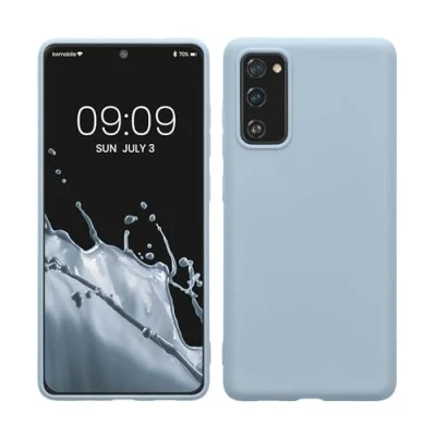 Abbildung von kwmobile Hülle kompatibel mit Samsung Galaxy S20 FE weiches TPU Silikon Case Cover geeignet für kabelloses Laden Hellblau matt